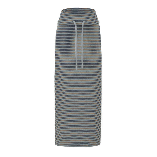 Damen Gestreifter Midirock aus Stretch-Jersey mit hohem Bündchen und Kordelzug Shop Nory