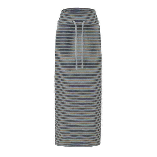 Damen Gestreifter Midirock aus Stretch-Jersey mit hohem Bündchen und Kordelzug Shop Nory