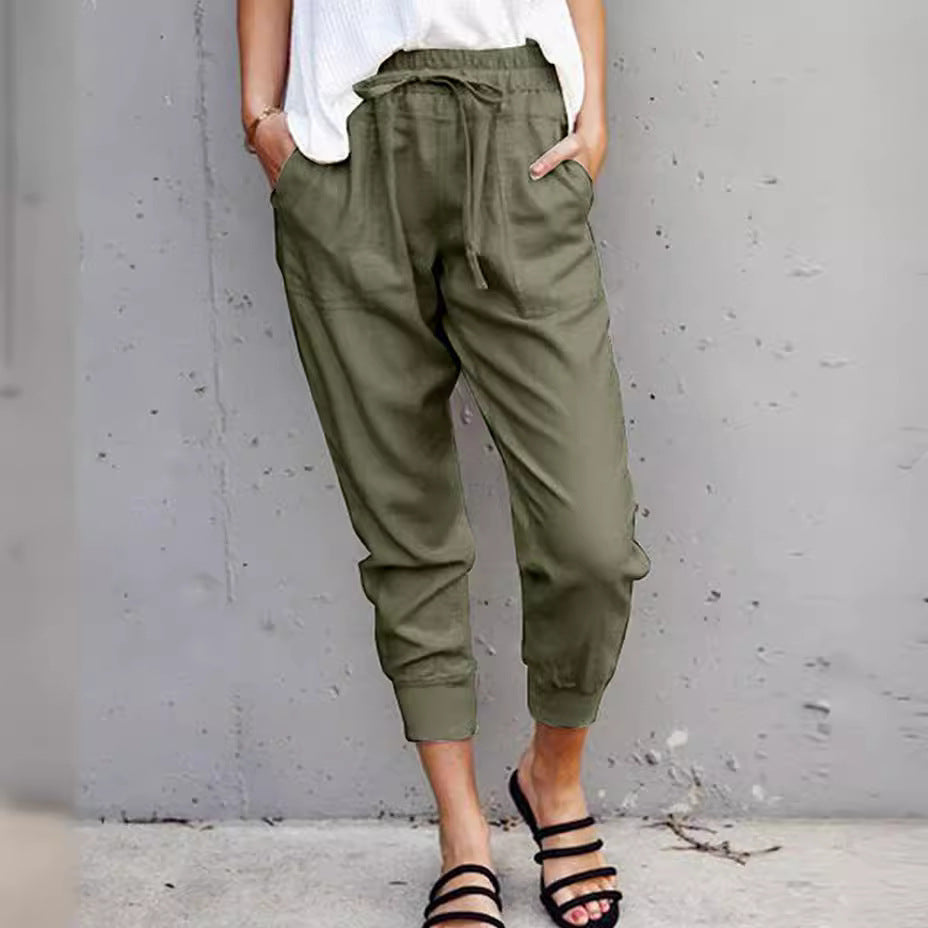 Damen Jogginghose mit elastischem Bund, Tunnelzug und Beinbündchen Shop Nory