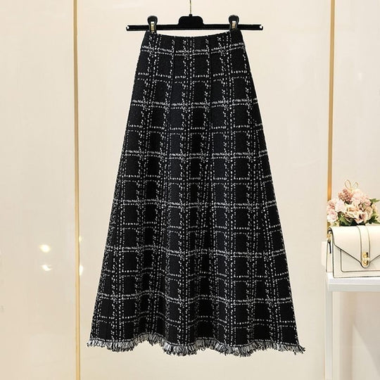 Damen Langer Plissee-Rock mit eleganter Musterung Shop Nory