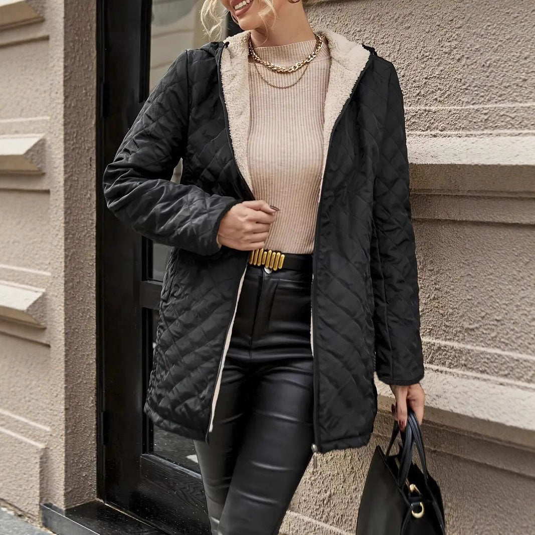Damen gesteppter Kurzmantel mit Teddy-Innenseite und Zwei-Wege-Reißverschluss Shop Nory