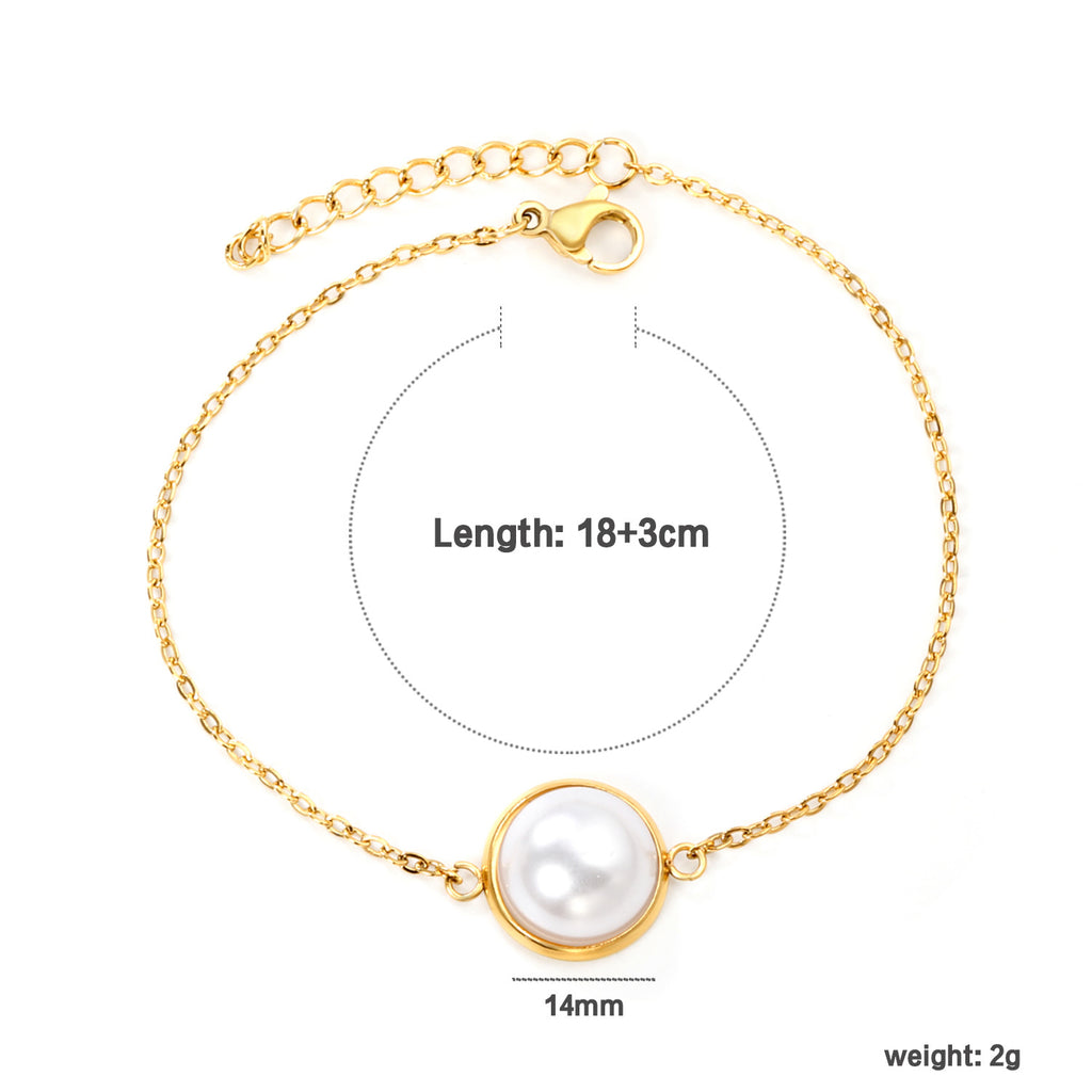 Damen Armband mit hochwertigem Perlenanhänger und eleganter Gliederstruktur Shop Nory