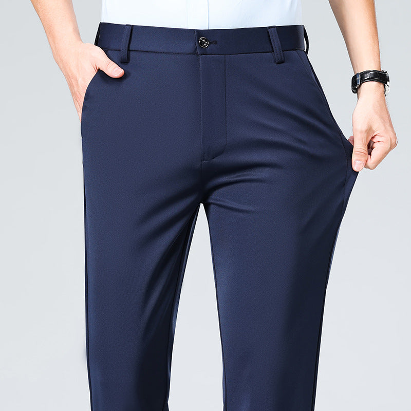 Herren Elegante gerade geschnittene Stretch-Businesshose mit Bügelfalte Shop Nory
