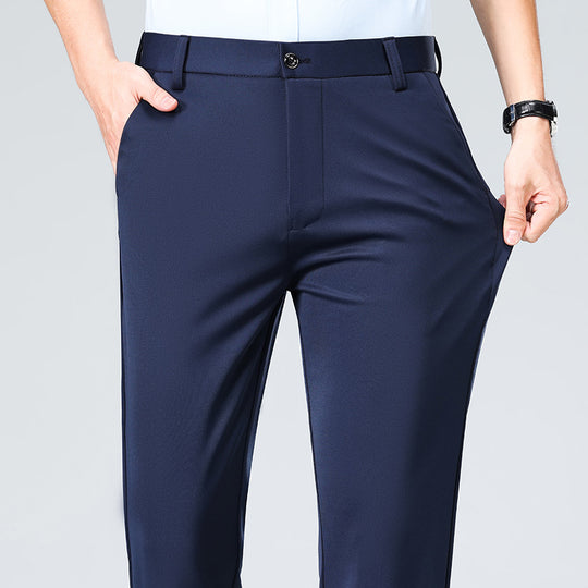 Herren Elegante gerade geschnittene Stretch-Businesshose mit Bügelfalte Shop Nory