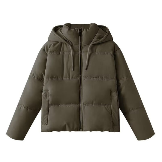 Damen Kurz geschnittene wattierte Kapuzenjacke im Boxy-Cut mit durchgehendem Reißverschluss und Eingriffstaschen Shop Nory