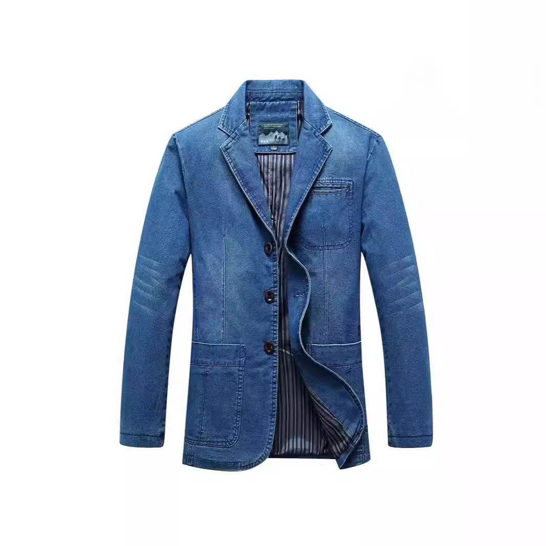 Herren Jeansblazer im Sakko‑Stil mit gestreifter Innenfütterung und aufgesetzten Taschen Shop Nory