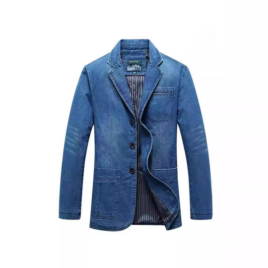 Herren Jeansblazer im Sakko‑Stil mit gestreifter Innenfütterung und aufgesetzten Taschen Shop Nory