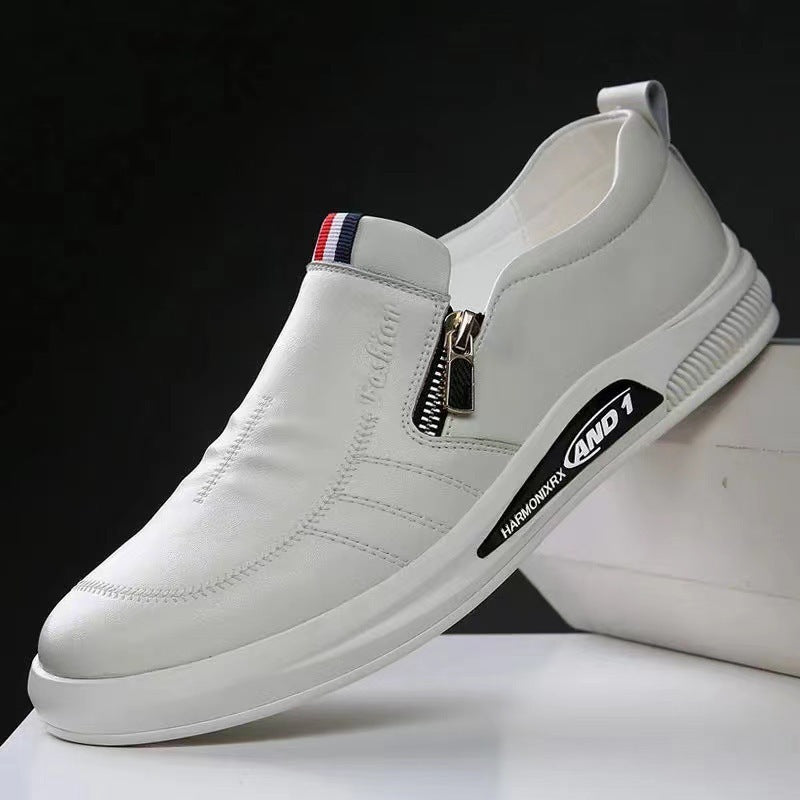 Herren Komfortable Slip-On Leder-Sneaker mit dezentem Reißverschluss und flexiblem Sohlenprofil