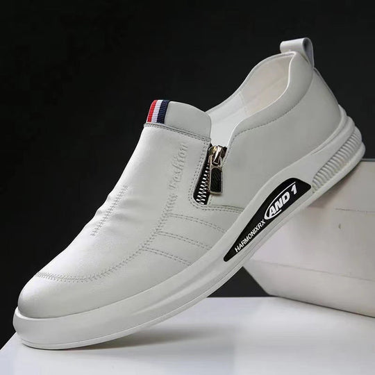 Herren Komfortable Slip-On Leder-Sneaker mit dezentem Reißverschluss und flexiblem Sohlenprofil