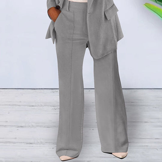 Damen elegantes und lockeres Blazerset mit weiten Hosen