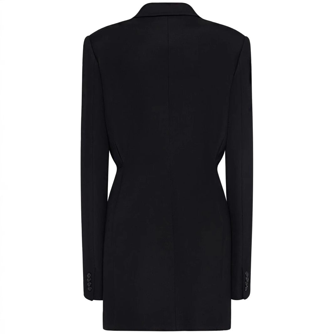 Damen Einreihiger Longblazer mit taillierter Silhouette und weiter Palazzohose Shop Nory