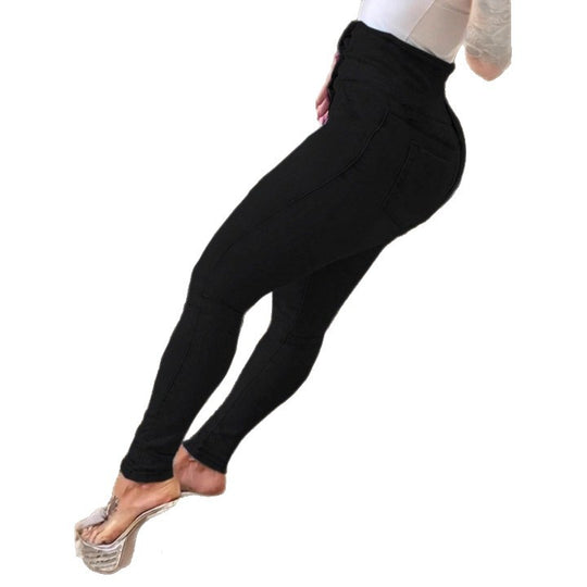 Damen hochtaillierte formende Skinny-Jeansleggings mit Doppelknopfbund Shop Nory