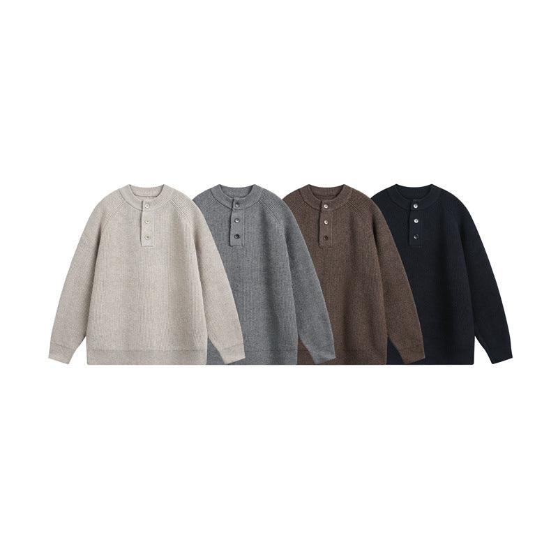 Unisex Rippsweater mit Henley-Knopfleiste und Raglanärmeln Shop Nory