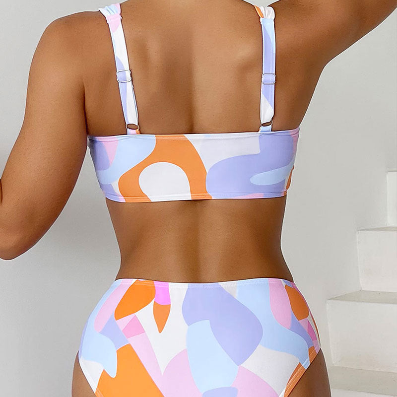 Damen Zweiteiliges Bikini-Set mit trendigem geometrischen Muster Shopnory