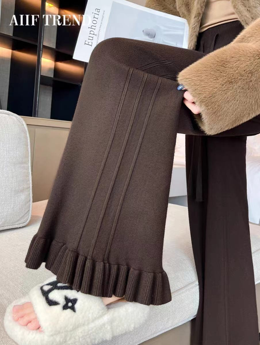 Damen Elegante, weiche Lounge-Hose mit Rüschenabschluss Shop Nory