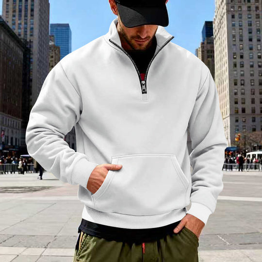 Herren Halbzip-Sweatshirt mit Kängurutasche und Stehkragen Shop Nory