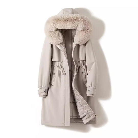 Damen nan langer wasserabweisender Parka mit voluminöser Kunstfellkapuze, taillierbarem Tunnelzug und gesteppter Thermo-Innenjacke Shop Nory