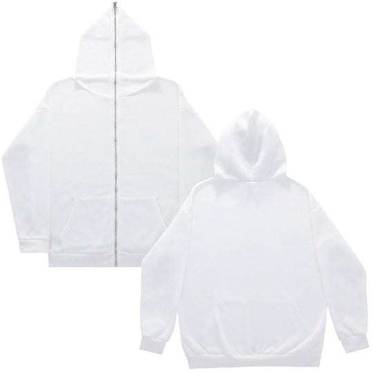 Unisex Zip-Hoodie mit durchgehendem Reißverschluss bis in spitze Kapuze, Kängurutasche und gerippten Bündchen Shop Nory