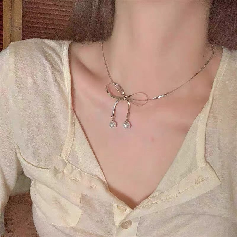 Damen modische Halskette mit schimmernden Perlenanhängern Shop Nory