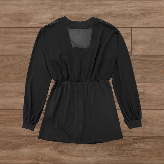 Damen transparentes Chiffon-Blusentop mit Knopfleiste und taillierter Passform Shop Nory