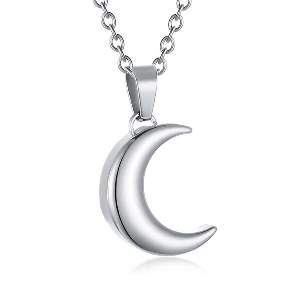Damen eleganter Edelstahl-Mondanhänger mit feinem Kettenverschluss Shop Nory