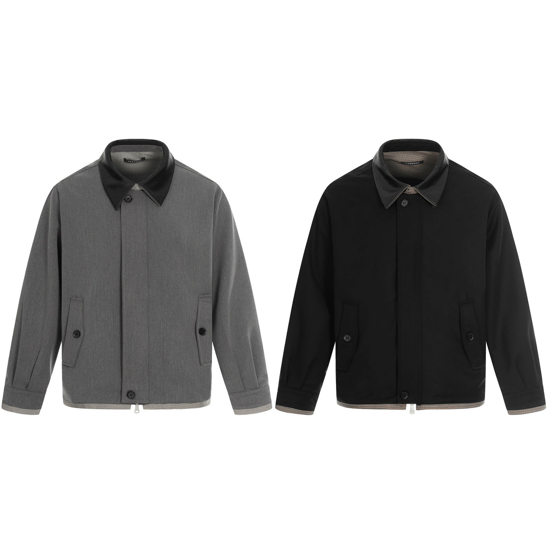 Herren Kurzer technischer Blouson aus Wollmix mit kontrastierendem Reverskragen und Zweiwegereißverschluss Shop Nory