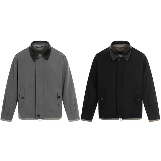 Herren Kurzer technischer Blouson aus Wollmix mit kontrastierendem Reverskragen und Zweiwegereißverschluss Shop Nory