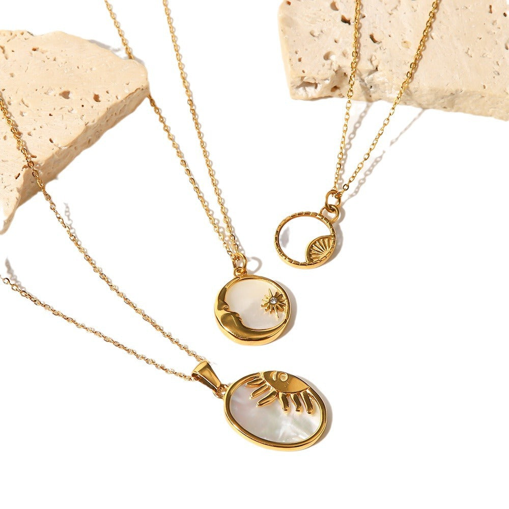 Damen Halskette mit elegantem Mond- und Sonnenanhänger Shop Nory