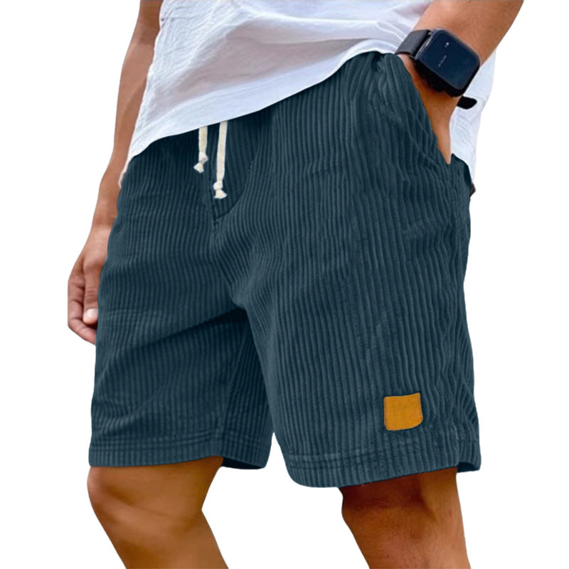 Herren nan Feincord-Shorts mit elastischem Tunnelzugbund, Kordelzug und tiefen Eingrifftaschen Shopnory