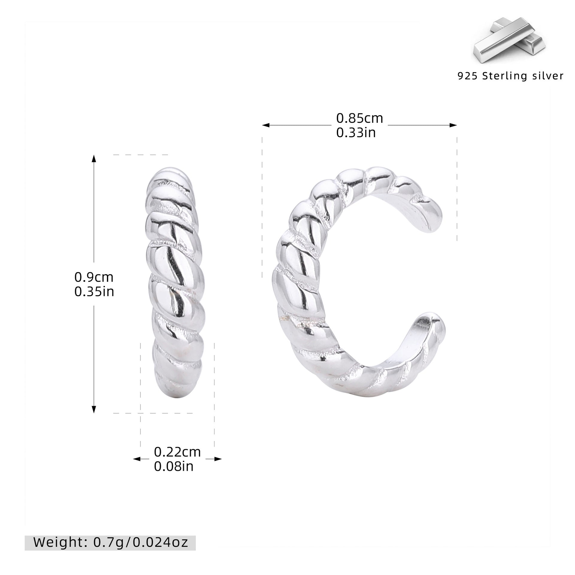 Damen Ohrhänger im eleganten Zopfmuster aus hochwertigem 925 Sterling Silber Shop Nory