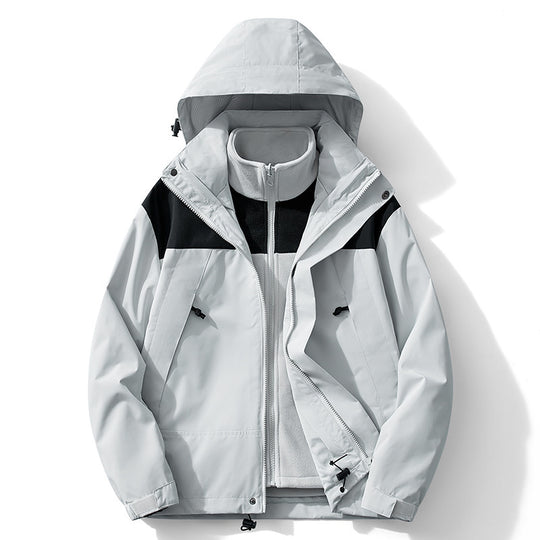 Herren zweilagige Softshell- und Fleece-Kombinationsjacke mit abnehmbarem Innenfutter und Kapuze Shop Nory