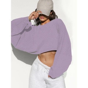 Damen lässiger Crop-Pullover