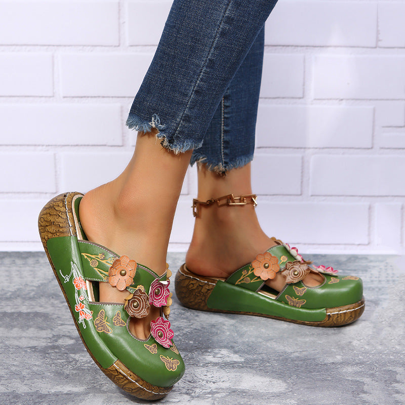 Damen Bequeme Blumensandalen mit ergonomischem Fußbett und modischen Akzenten