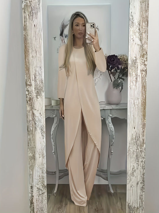 Damen Elegantes Maxikleid mit Wickeloptik, asymmetrischer Drapierung und vorderem Schlitz Shop Nory