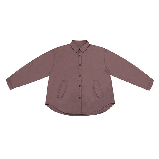 Unisex Weite Hemdjacke im Overshirt‑Cut mit abgerundetem Saum und schrägen Pattentaschen Shop Nory