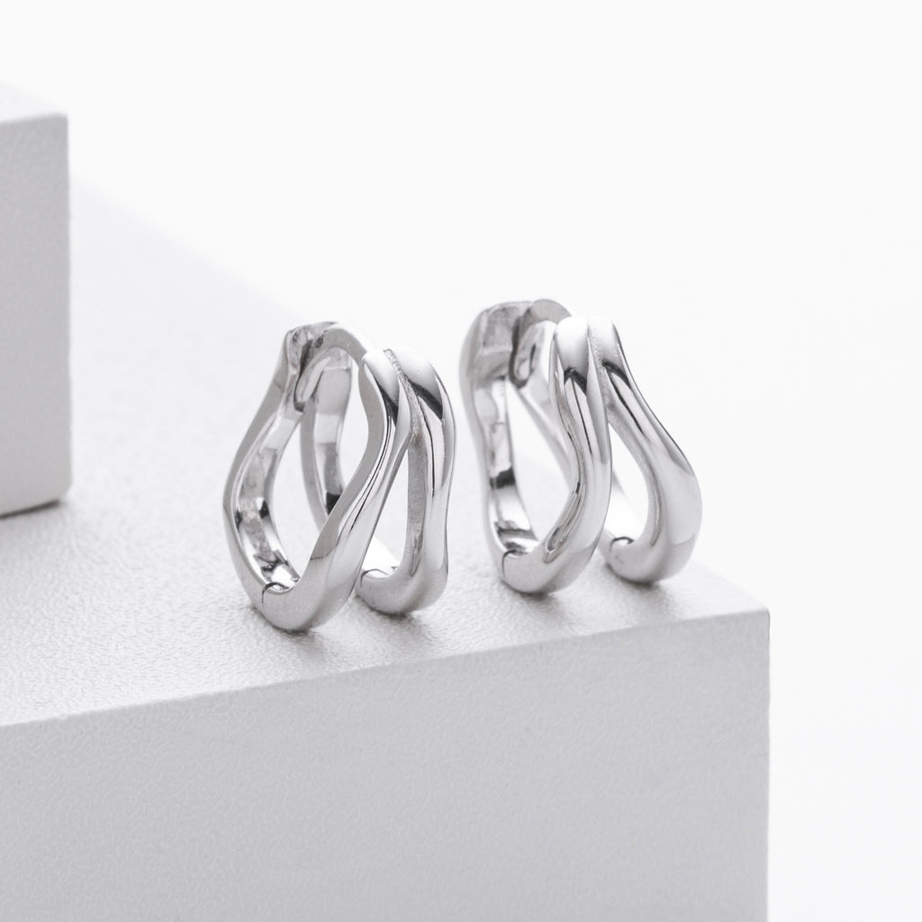 Damen Ohrringe mit modernem, geschwungenem Design aus 925 Sterling Silber Shop Nory