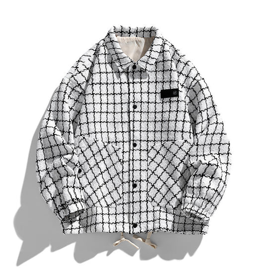 Herren Gepolsterte Coach‑Jacke mit geometrischem Muster und Kontrastbrusttasche Shop Nory