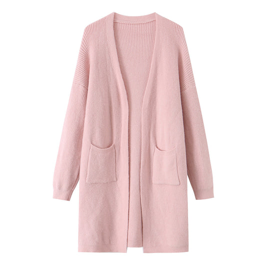 Damen Langer Oversize Strickcardigan mit aufgesetzten Taschen Shop Nory