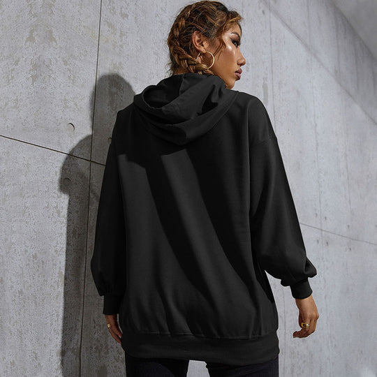 Damen Oversize-Kapuzenpullover mit Herz-EKG‑Print und Kängurutasche Shop Nory