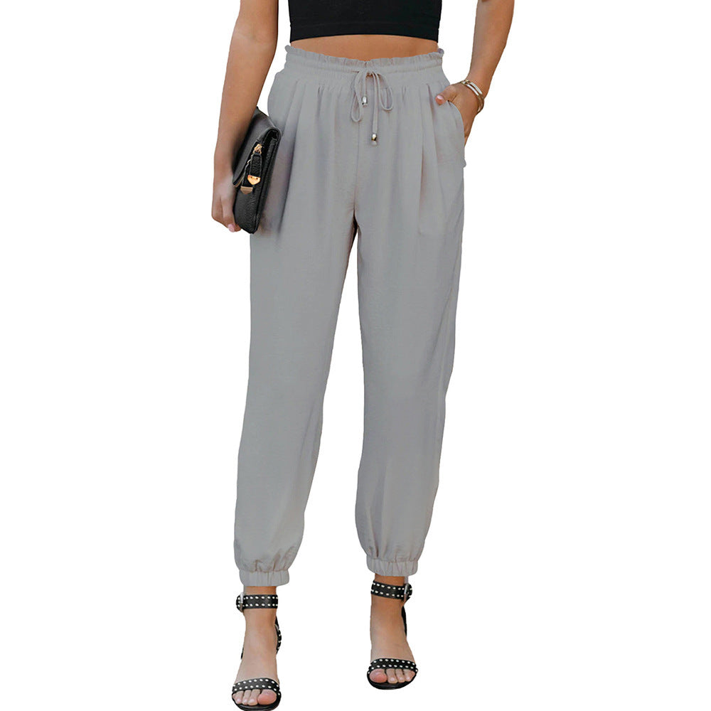 Damen Lässige Freizeithose mit Elastischem Bund und Praktischen Taschen