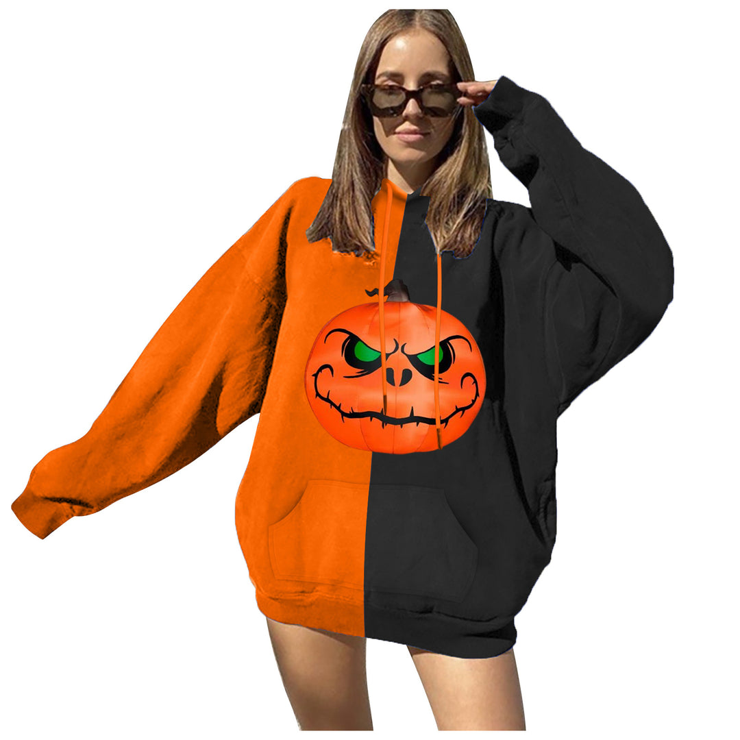 Damen nan Oversize Kapuzenpullover mit Halloween Kürbisdruck und Kängurutasche Shop Nory