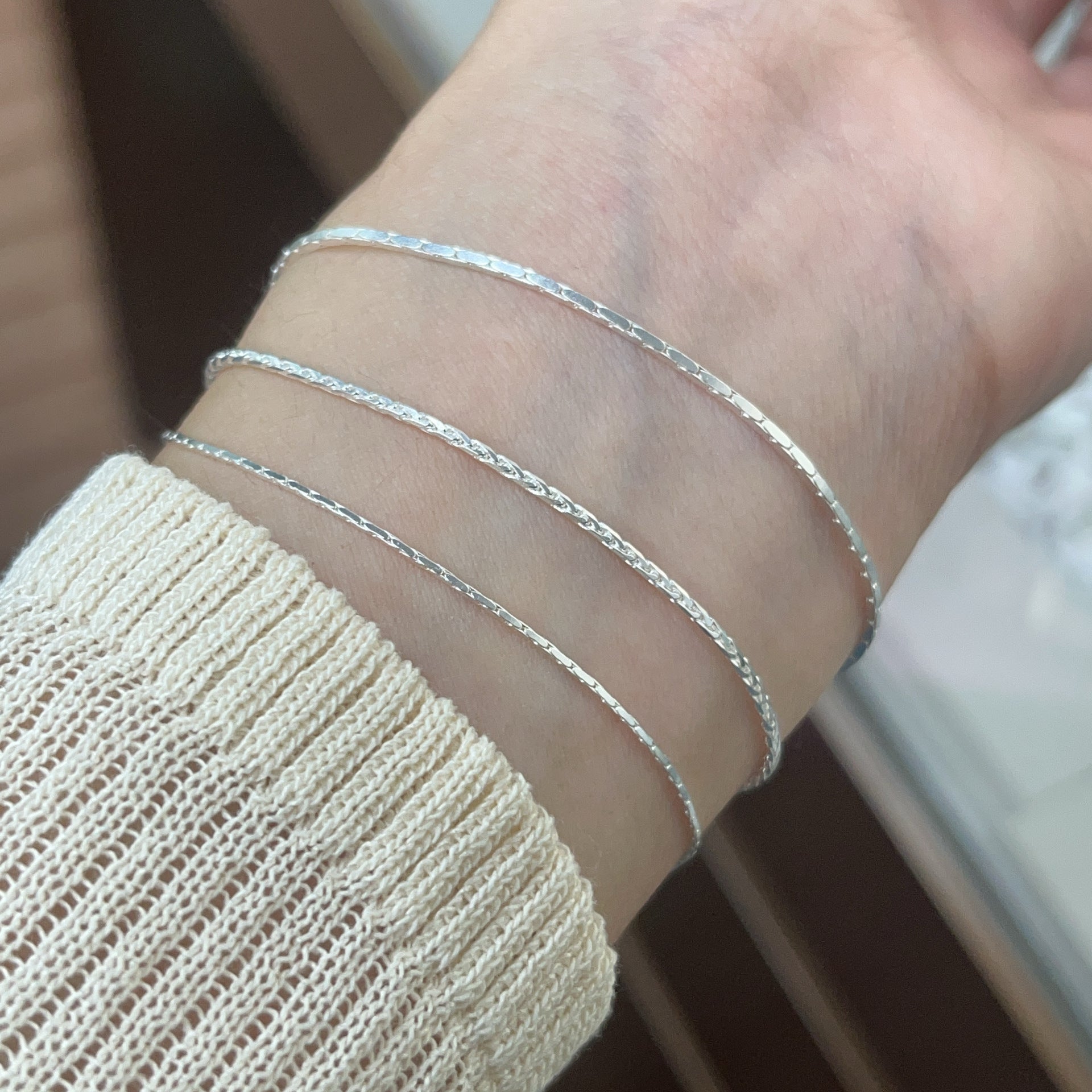925 Sterling Silber Kugelkette Schlangenketten Armbänder Eleganter Einfacher Stil | Shop Nory