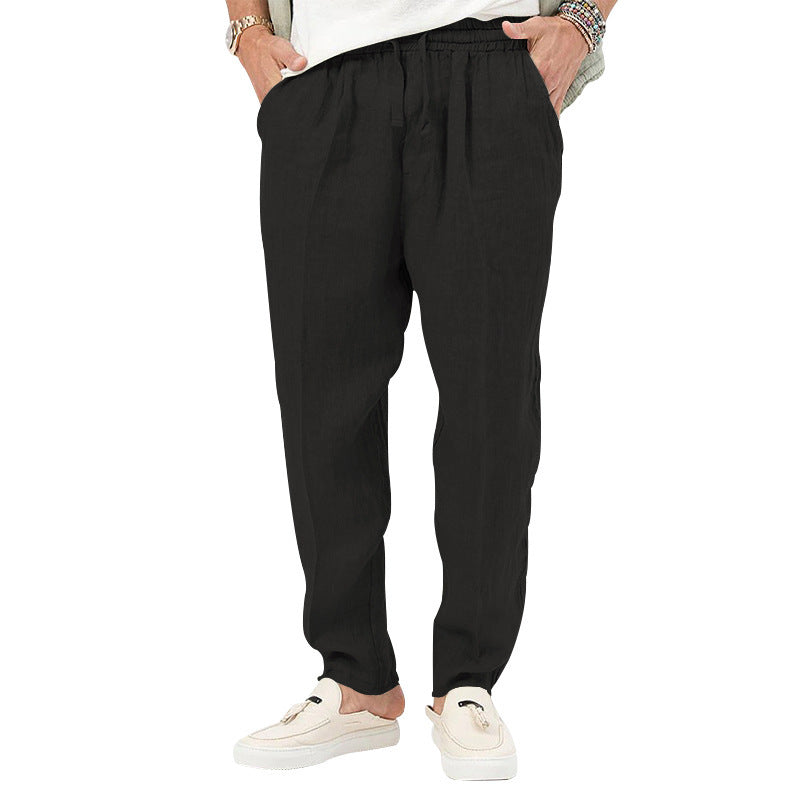 Herren Leichte Leinenhose mit elastischem Bund und praktischen Eingrifftaschen