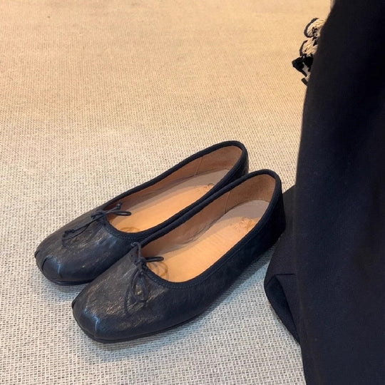 Damen Ballerinas mit quadratischer Zehenform und elegantem Riemenverschluss