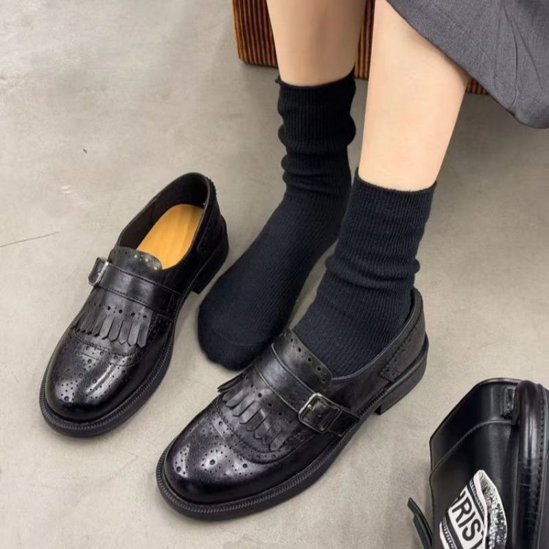 Damen Loafer im Brogue-Look mit Fransenkappe und verstellbarer Schnalle Shop Nory