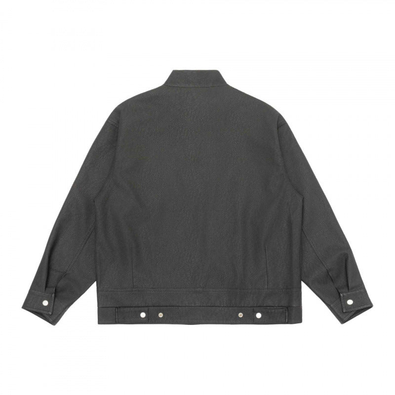 Unisex Boxy-Hemdjacke im Worker‑Stil mit Stehkragen, Frontreißverschluss und Pattentaschen Shop Nory
