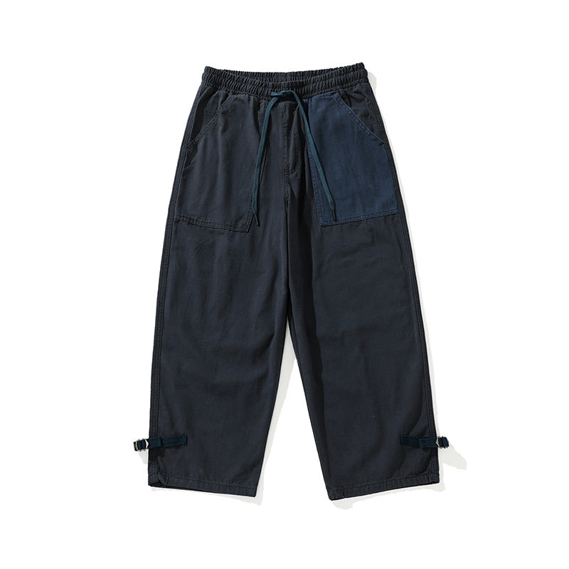 Herren weite Cropped Cargo‑Hose mit elastischem Tunnelzugbund, aufgesetzten Taschen und verstellbaren Knöchelriemen Shop Nory