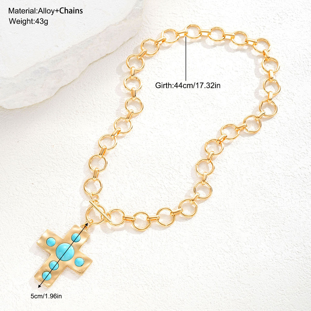 Damen Halskette mit funkelndem Kreuzanhänger und zeitgemäßer Gliederkette Shop Nory