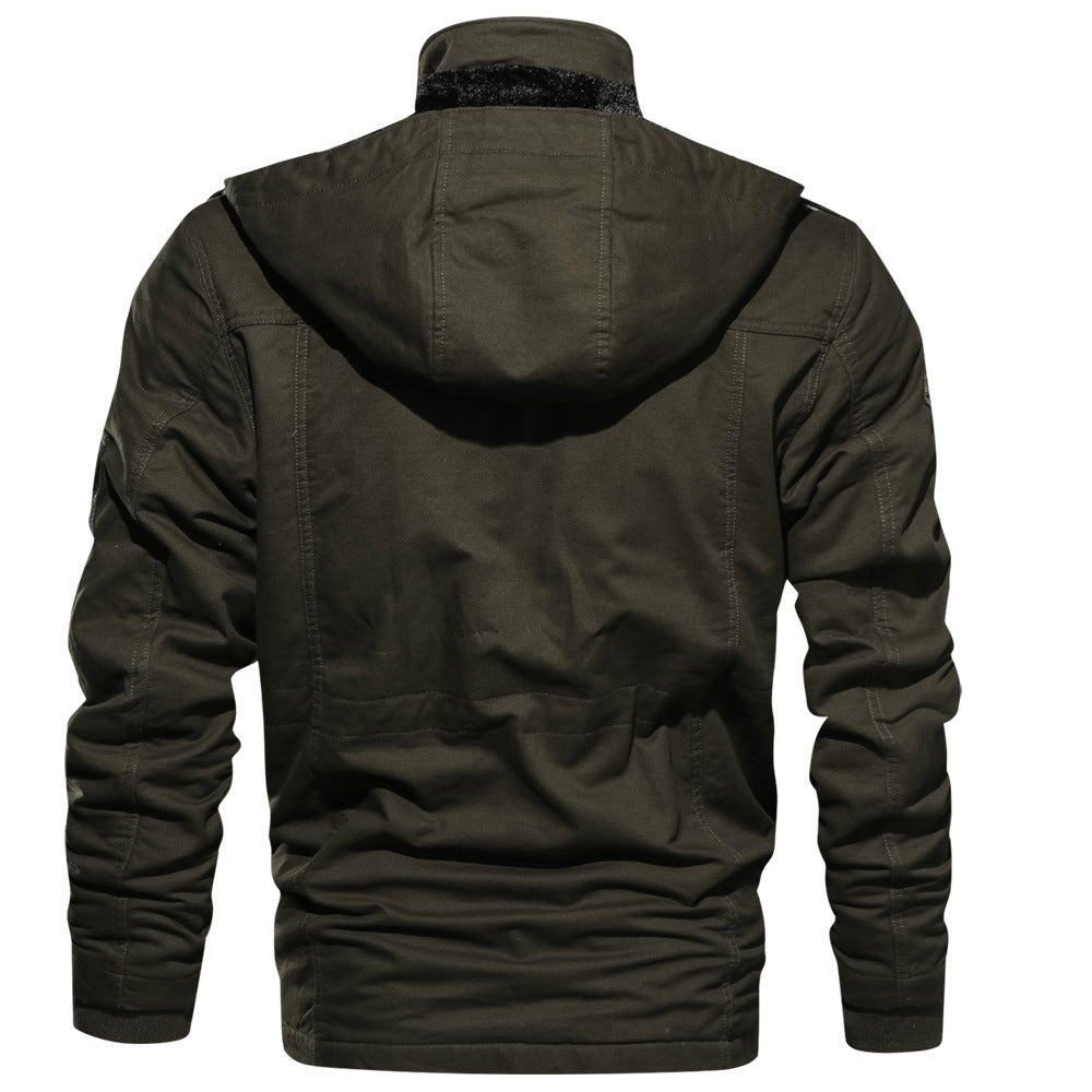 Herren Multifunktionale Canvas-Fieldjacke mit Teddyfleece-Innenlage, Kapuze und Utility-Taschen Shop Nory
