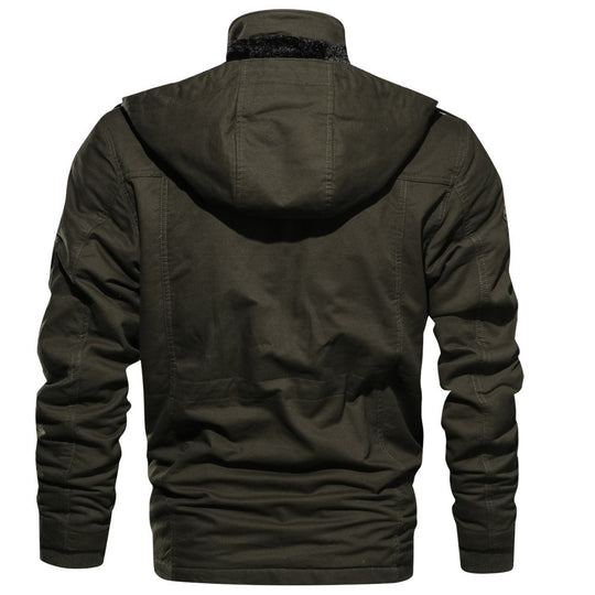 Herren Multifunktionale Canvas-Fieldjacke mit Teddyfleece-Innenlage, Kapuze und Utility-Taschen Shop Nory